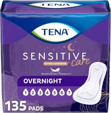 Tena Incontinence Pads, Bladder Control & Postpartum For Women, Overnight Absorbency, Extra Coverage, Intimates - 135 Count