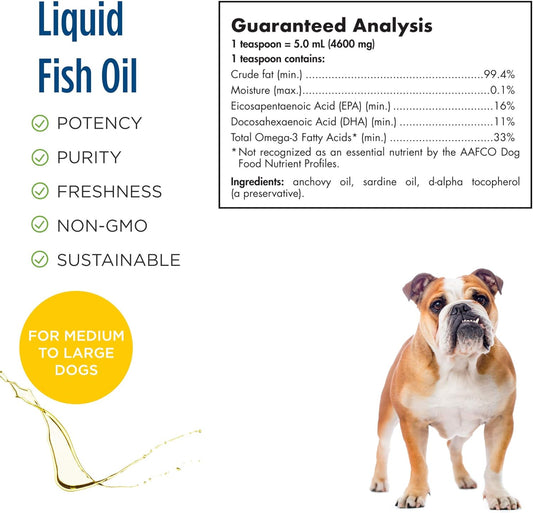 Nordic Naturals Omega-3 Pet, Unflavored - 8 Oz - 1518 Mg Omega-3 Per Teaspoon - Fish Oil For Medium To Large Dogs With Epa & Dha - Promotes Heart, Skin, Coat, Joint, & Immune Health