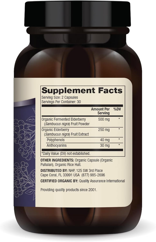 Dr. Mercola Organic Fermented Elderberry, 30 Servings (60 Capsules), Dietary Supplement, Supports Respiratory Health, Non-GMO, Certified USDA Organic