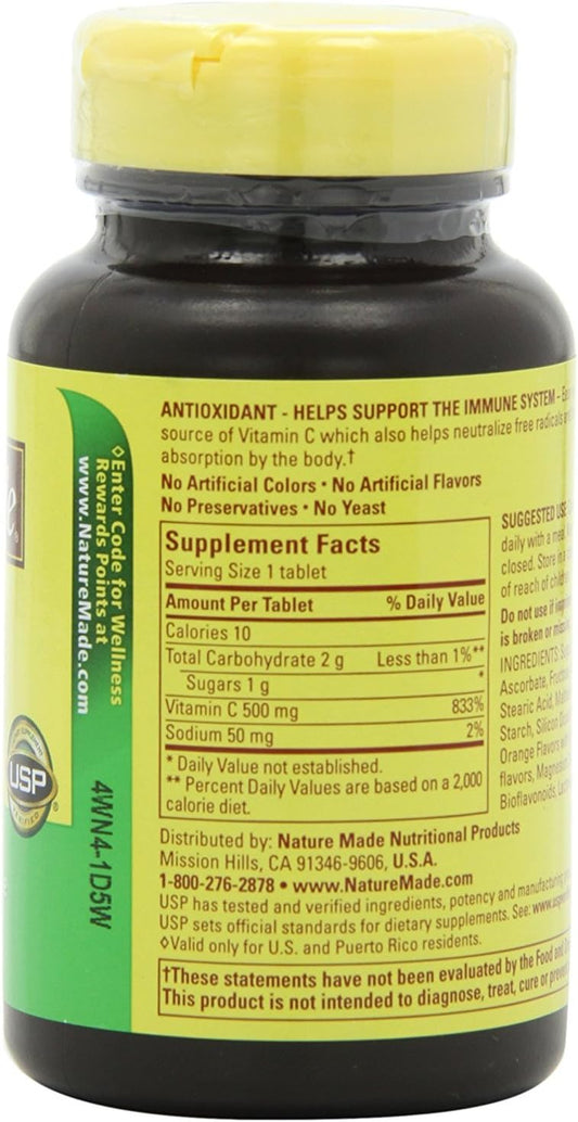 Nature Made Chewable Vitamin C 500 Mg Tablets, 60 Count To Help Support The Immune System (Pack Of 3)