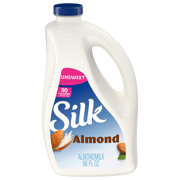 Silk Almond Milk, Unsweet, Dairy Free, Gluten Free, Seriously Creamy Vegan Milk With 50% More Calcium Than Dairy Milk, 96 Fl Oz Bottle