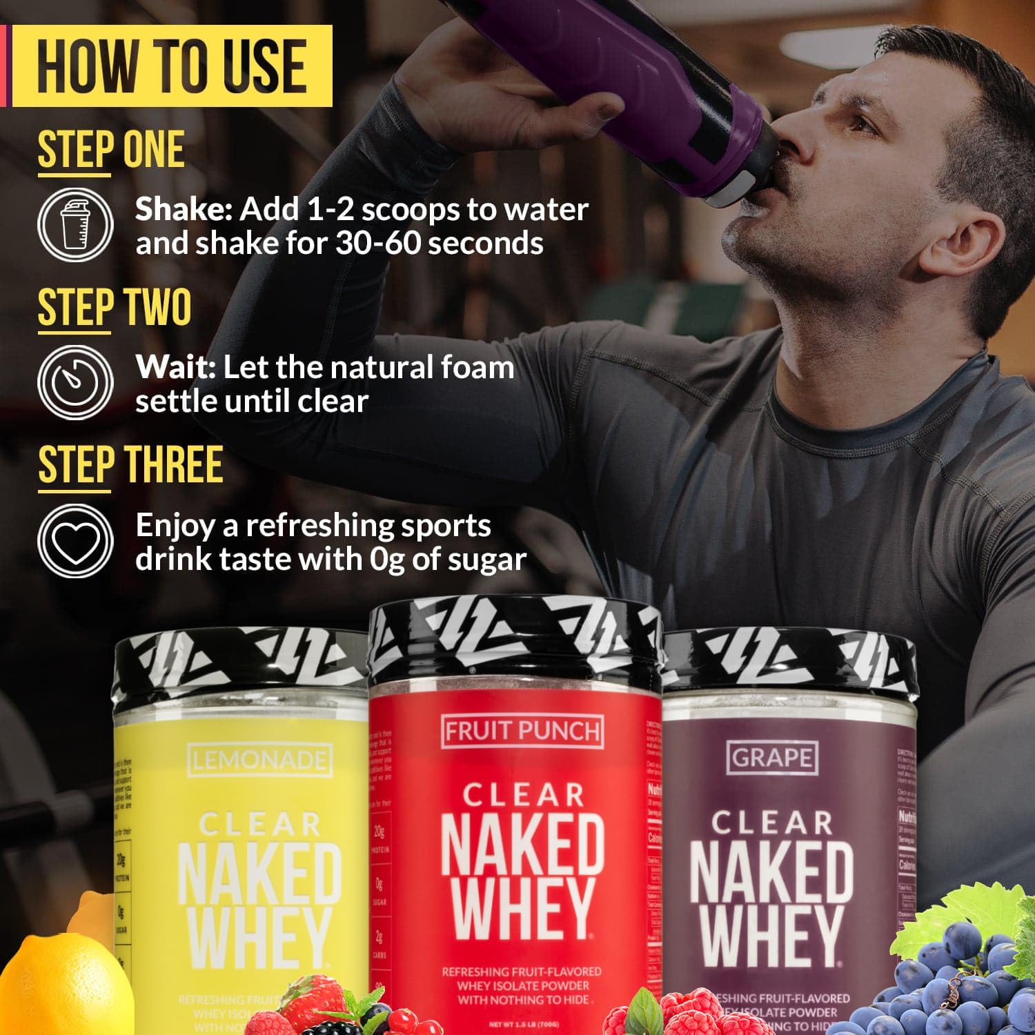 NAKED nutrition Clear Naked Whey Protein Isolate, Fruit Punch, Iso Protein Powder, No Gmos Or Artificial Sweeteners, Gluten-Free, Soy-Free - 28 Servings : Everything Else