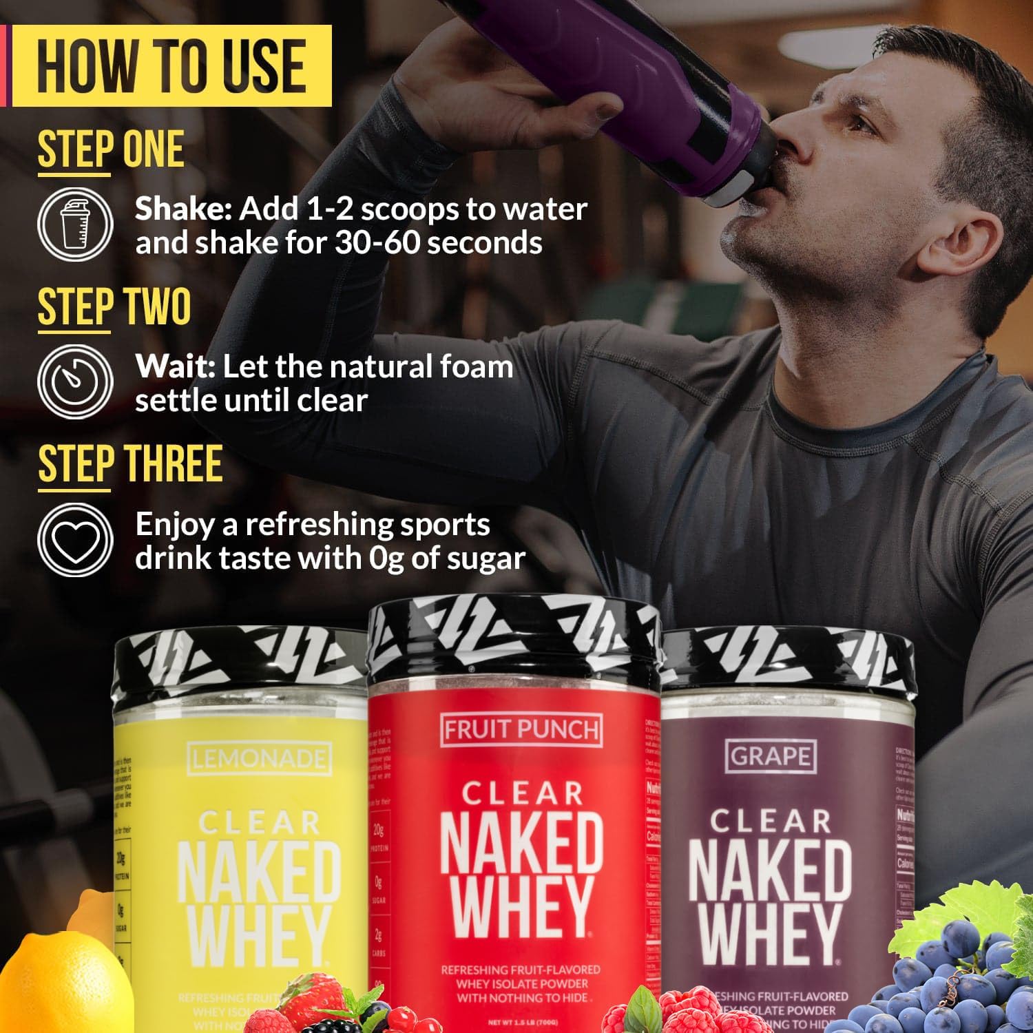 NAKED Clear Whey Isolate Protein Powder, Grape Flavor, Iso Protein Powder, No Gmos Or Artificial Sweeteners, Gluten-Free, Soy-Free - 28 Servings : Health & Household