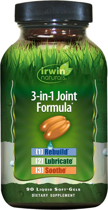 Irwin Naturals 3-in-1 Joint Formula - Powerful Joint Support Supplement with Glucosamine, Chondroitin, Turmeric & Boswellia - 90 Liquid Softgels