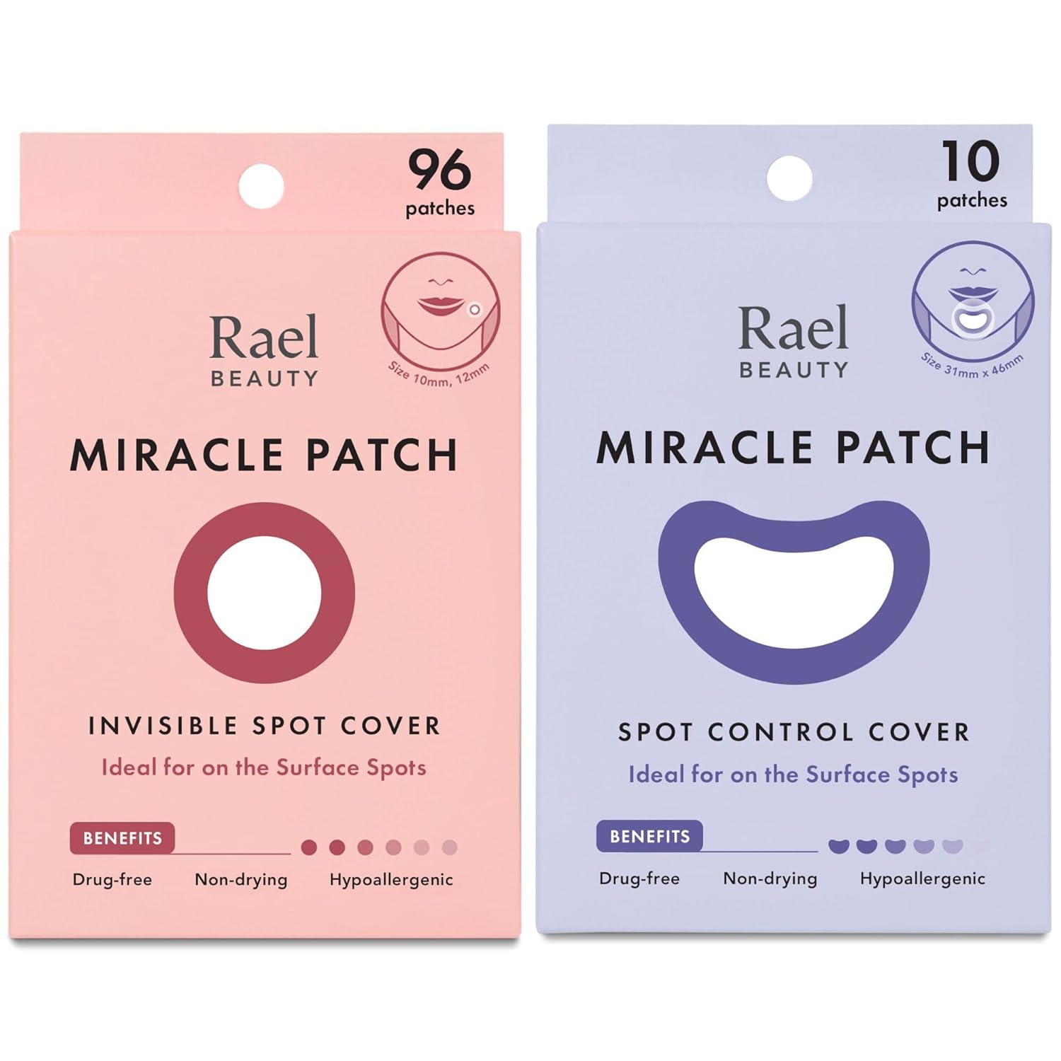 Rael Miracle Bundle - Invisible Spot Cover (96 Count) & Large Spot Control Cover (10 Count)