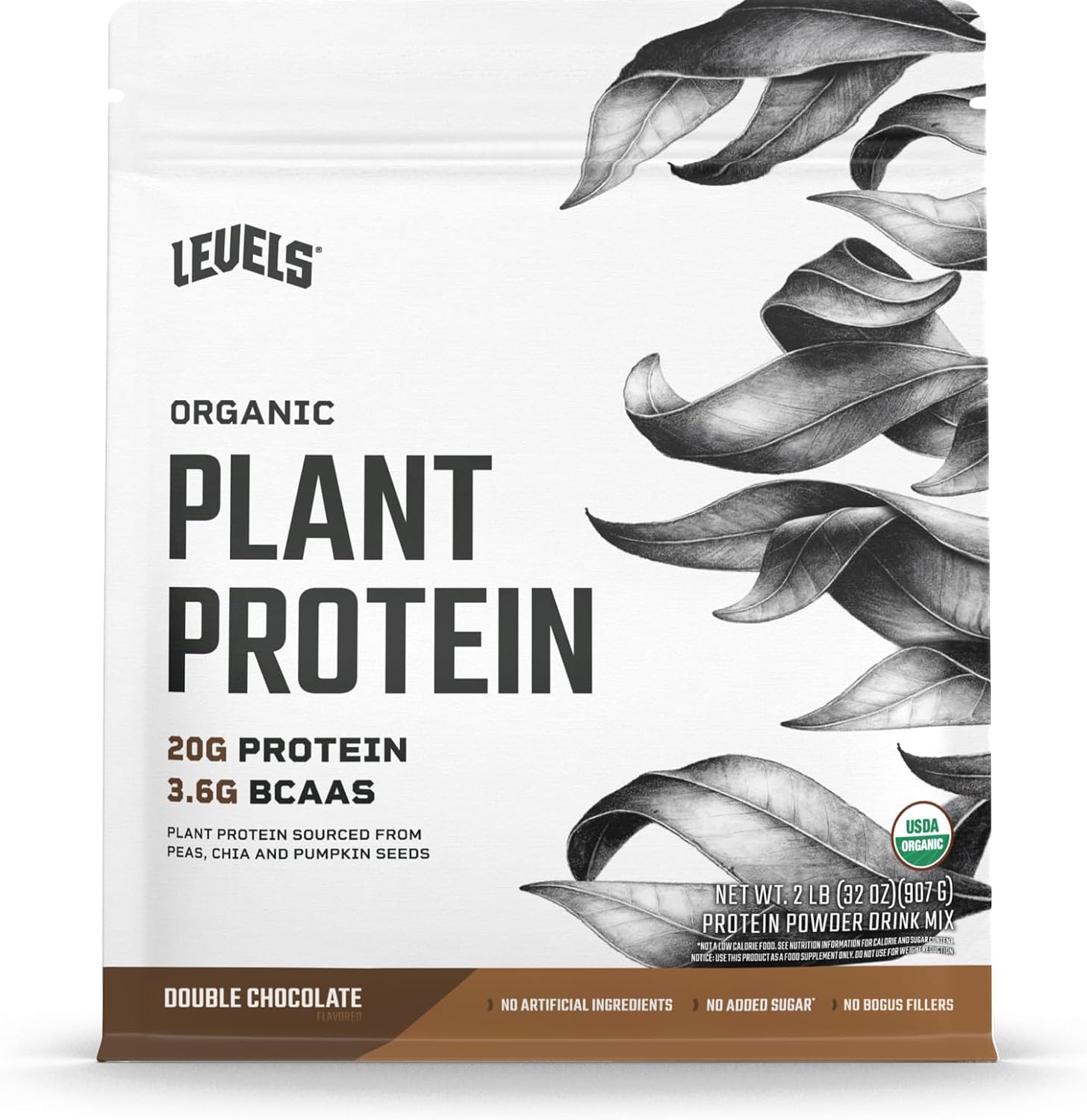 Levels Organic Plant Protein, 20G of Protein, No Artificials, Double Chocolate, 2LB
