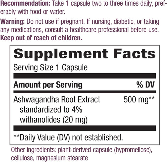 Nature's Way Ashwagandha Reduces Stress* Adaptogenic* Vegan 60 Capsules
