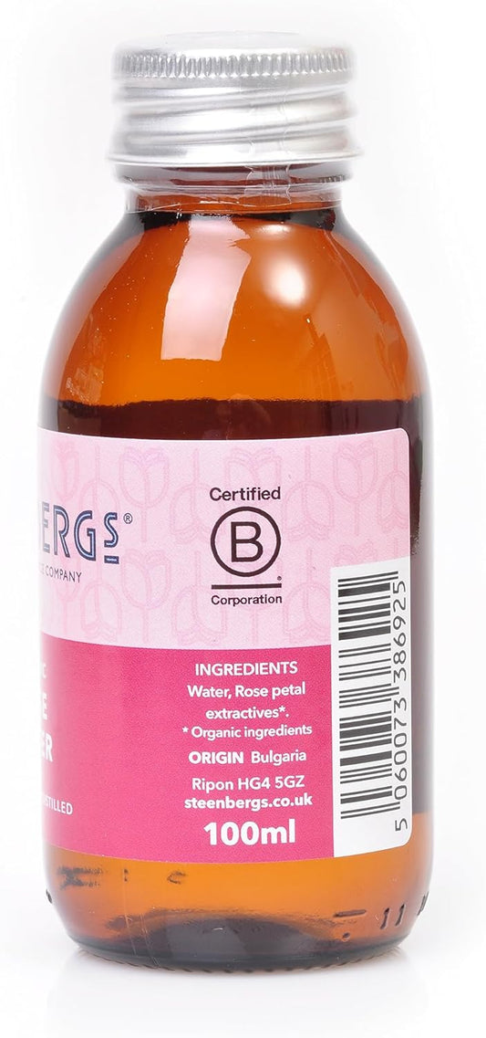Steenbergs Organic Rose Water 100Ml Glass Bottle