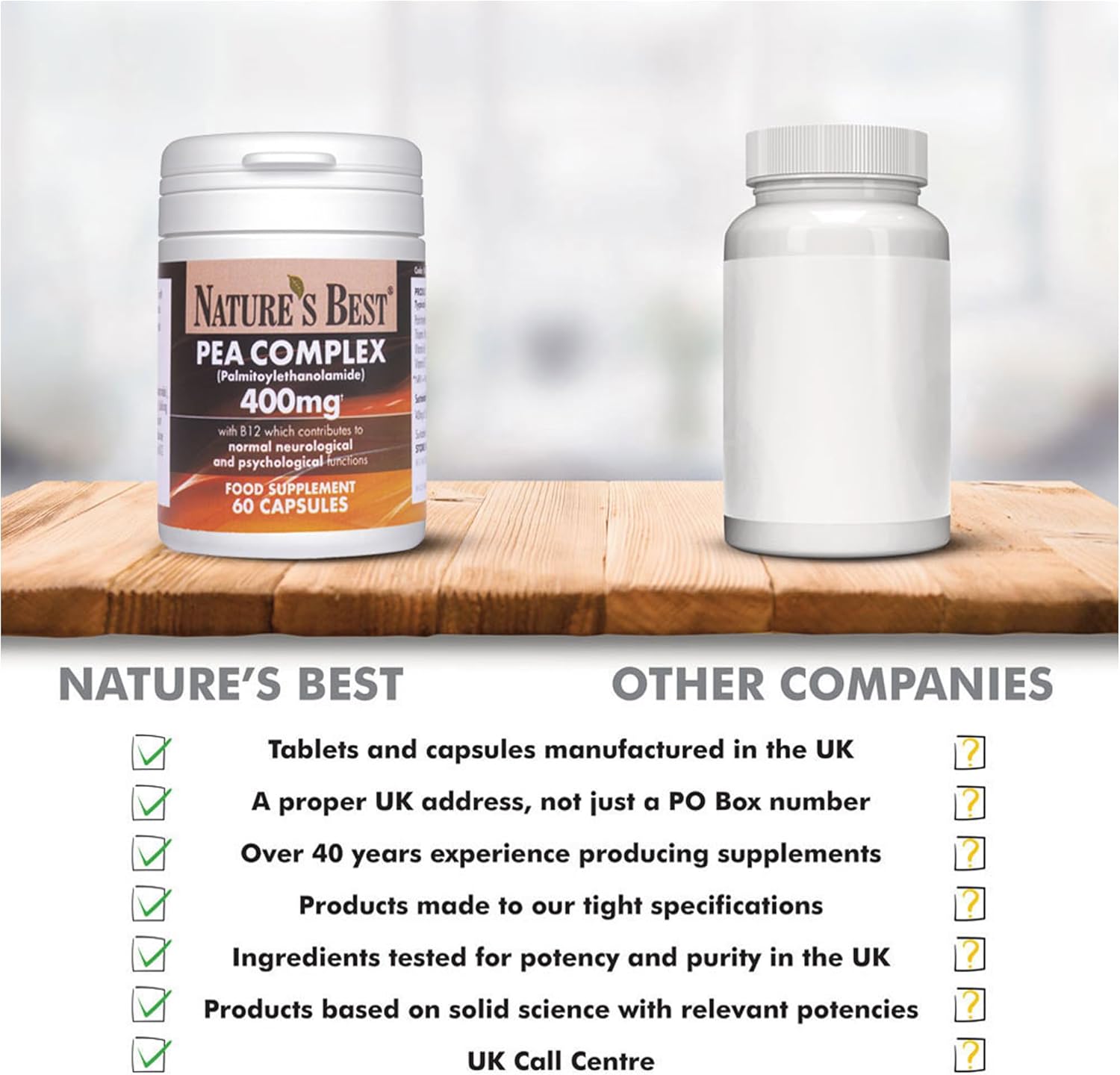 Pea Complex (Palmitoylethanolamide) 400mg High Strength, CBD Alternative, Nervous System & neurological Support, 60 Capsules, 1 Month’s Supply - UK Made : Amazon.co.uk: Health & Personal Care