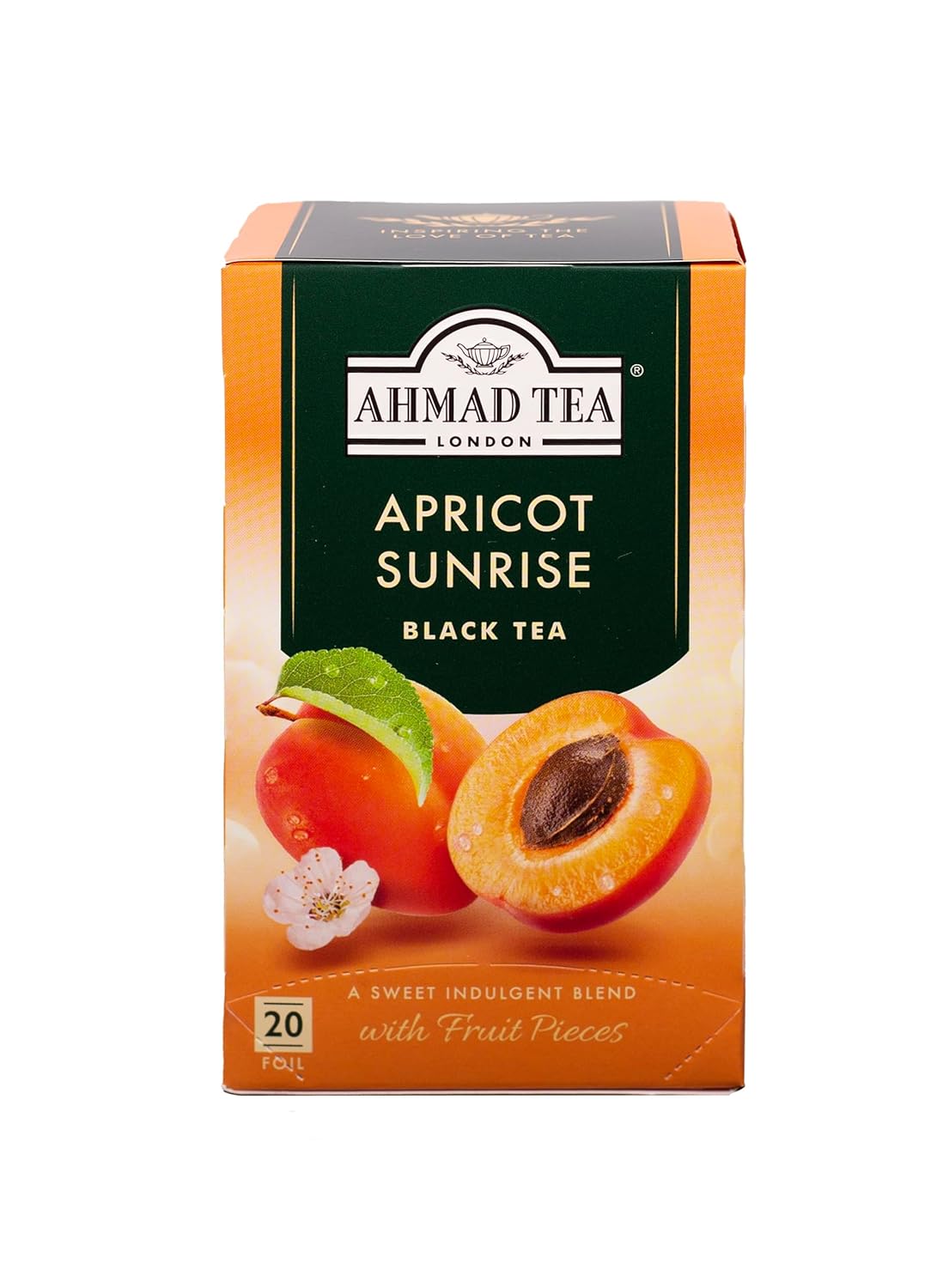 Ahmad Tea Black Tea, Apricot Sunrise Teabags, 20 Ct (Pack Of 6) - Caffeinated & Sugar-Free