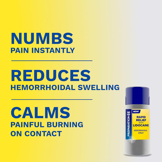 Preparation H Rapid Relief Hemorrhoidal Spray With Lidocaine For Itching, Burning And Pain Relief - 3.8 Oz Bottle