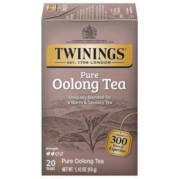 Twinings Pure Oolong Individually Wrapped Black Tea Bags, 20 Count (Pack Of 6), Caffeinated, Warm, Nutty Flavor & Golden Colour, Enjoy Hot Or Iced