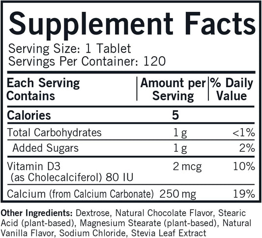 Children'S Chewable Calcium With Vitamin D3, Natural Chocolate, 120 Tablets, Kirkman Labs