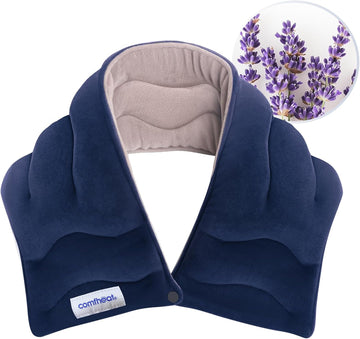 Neck Heating Pad Microwavable For Neck Pain Relief, Moist Hot Compress Microwave Neck Warmer Wrap For Neck Sore Muscles Relief, Lavender Aroma, 25 X 5.7 Inches, Blue