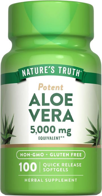 Nature'S Truth Aloe Vera Softgels | 5000Mg | 100 Count | Non-Gmo And Gluten Free Supplement