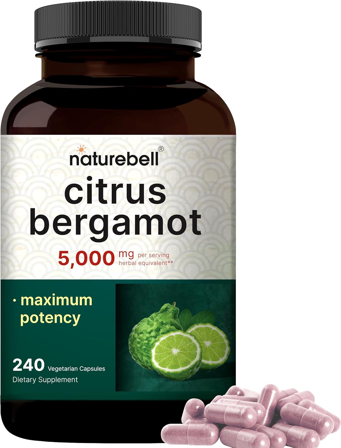 Naturebell Coq10 400Mg Capsules With Omega 3 Fatty Acids & Citrus Bergamot Veggie Capsules 5,000 Mg Equivalent Bundle Pack | Stable High Absorption Form | High Antioxidant Level