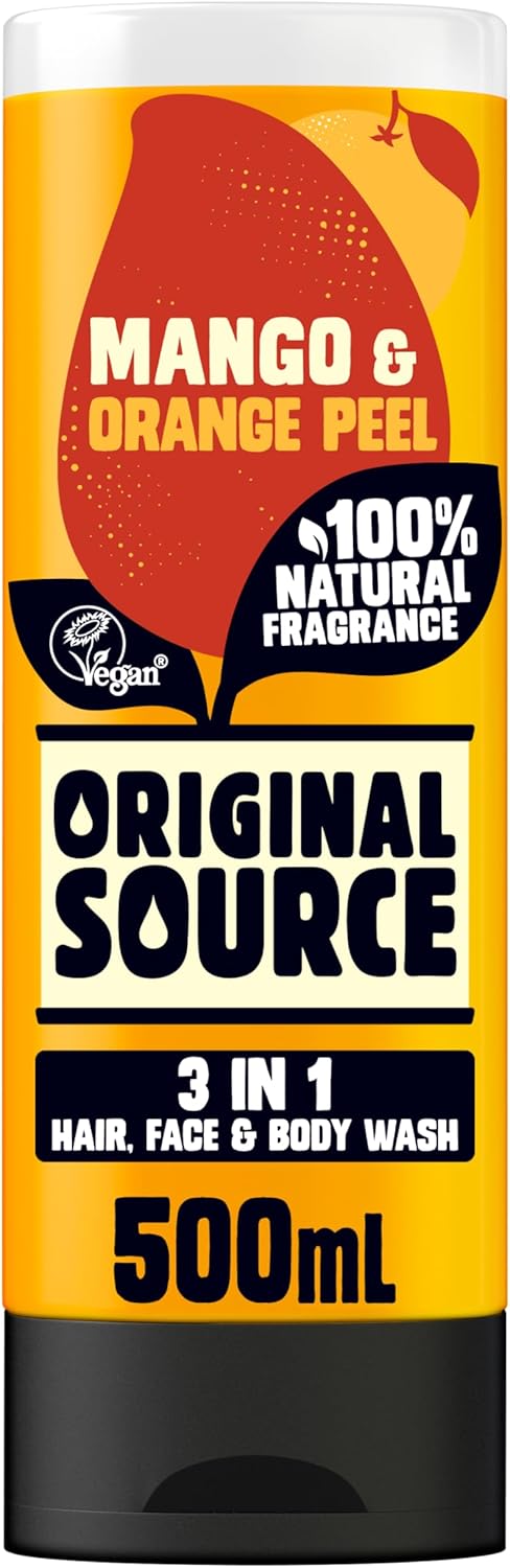 Original Source Mens 3in1 Mango & Orange Peel Shower Gel, 100 Percent Natural Fragrance, Vegan, Cruelty Free, Paraben Free, Bulk Buy, Pack of 6 x 500 ml : Amazon.co.uk: Beauty