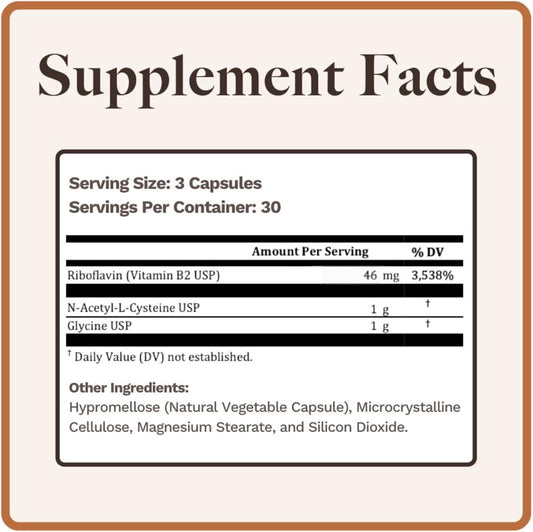 Glynac+ Supplement | 1,000Mg Of Glycine & Nac (N-Acetyl Cysteine) | With Vitamin B2 Cofactor For Glutathione Production | 90 Capsules