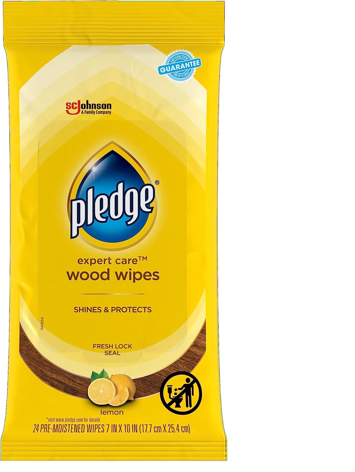 Pledge Expert Care Wood Wipes, Shines and Protects, Removes Fingerprints, Lemon Scent, 24 Count (Pack of 1)