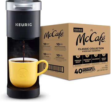 Keurig K-Mini Coffee Maker, Single Serve K-Cup Pod Coffee Brewer, Black With Mccafe Classic Collection Variety Pack K-Cup Coffee Pods, 40 Count