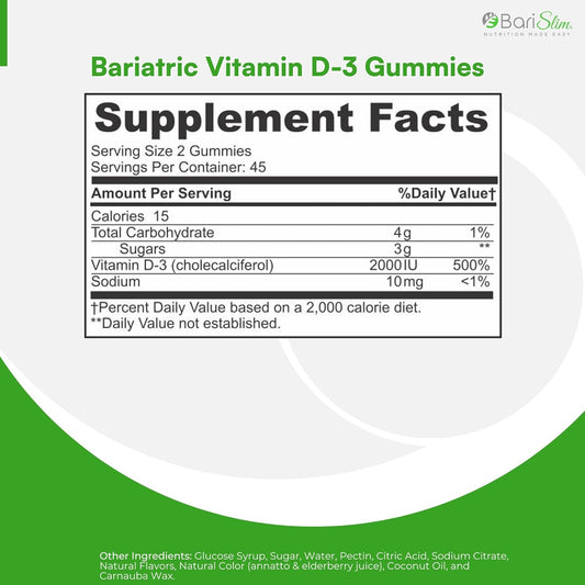 Bariatric Vitamin D-3 Gummies - Specially Formulated Gummy Vitamin for Patients After Weight Loss Surgery - Easy to Digest and Great Tasting Fruit Flavors | 90 Fruit Chews