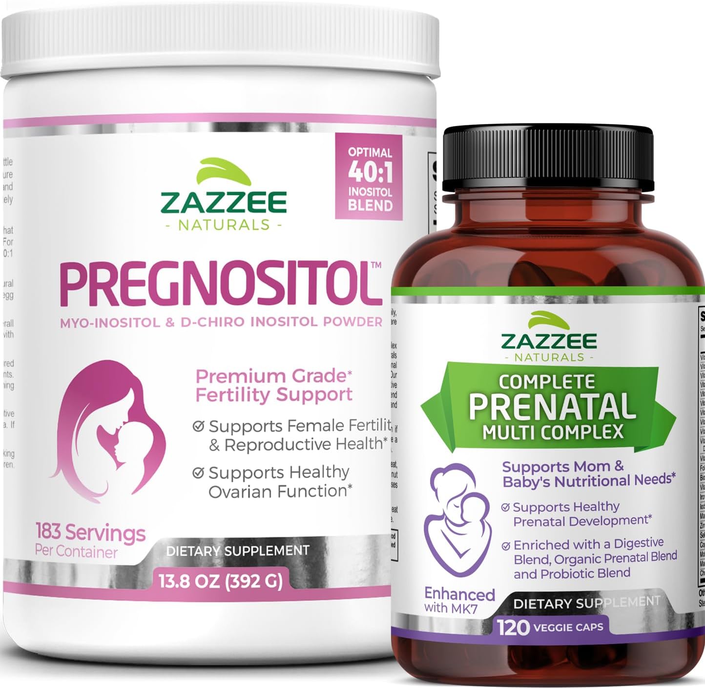 Zazzee Pregnositol Powder And Extra Strength Prenatal Multi Complex