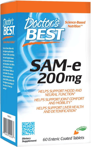 Doctor'S Best Sam-E Mood & Joint Support & Liver Health (Pharmaceutical Grade/Non-Gmo/Gluten Free/Vegetarian), Tablet, 60 Count (Pack Of 1)