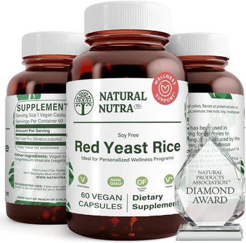 Natural Nutra Red Yeast Rice Extract, Cardiovascular Support, Helps Enhance Immunity, Improve Digestion, Gluten Free Supplements, 600 Mg 60 Capsules (3 Pack)