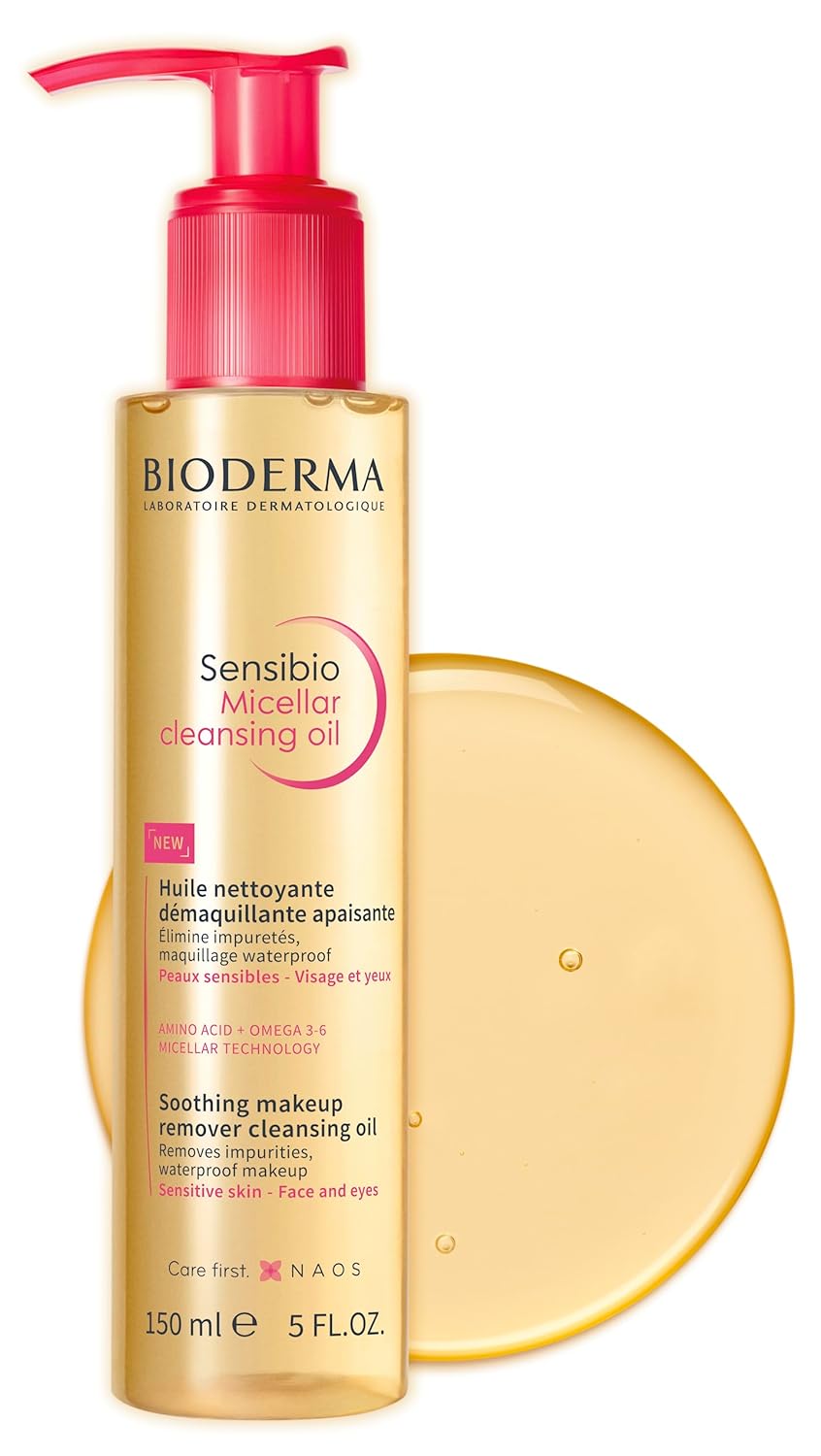 Bioderma Sensibio Micellar Cleansing Oil, 1st Ecobiological Micellar Oil Formula Cleanser That Deeply Cleanses, Soothes & Nourishes Skin with Oil-to-Milk Texture, Fragrance-Free, & GentleTo Skin