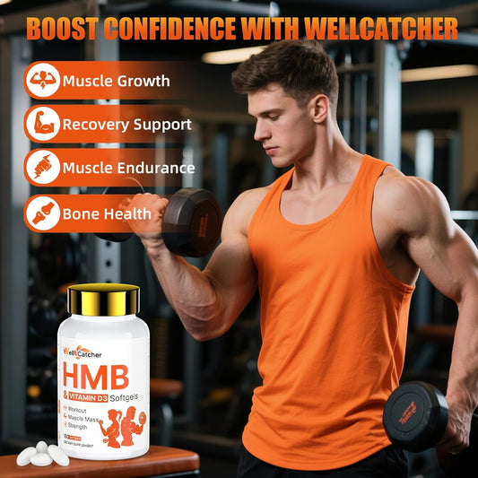 Hmb Supplements For Men Women: Hmb 1000Mg With D3 Capsules Hmb Free Acids (B-Hydroxy B-Methylbutyrate) Supports Muscle Growth, Retention & Lean Muscle Mass Fast Workout Recovery 180 Counts