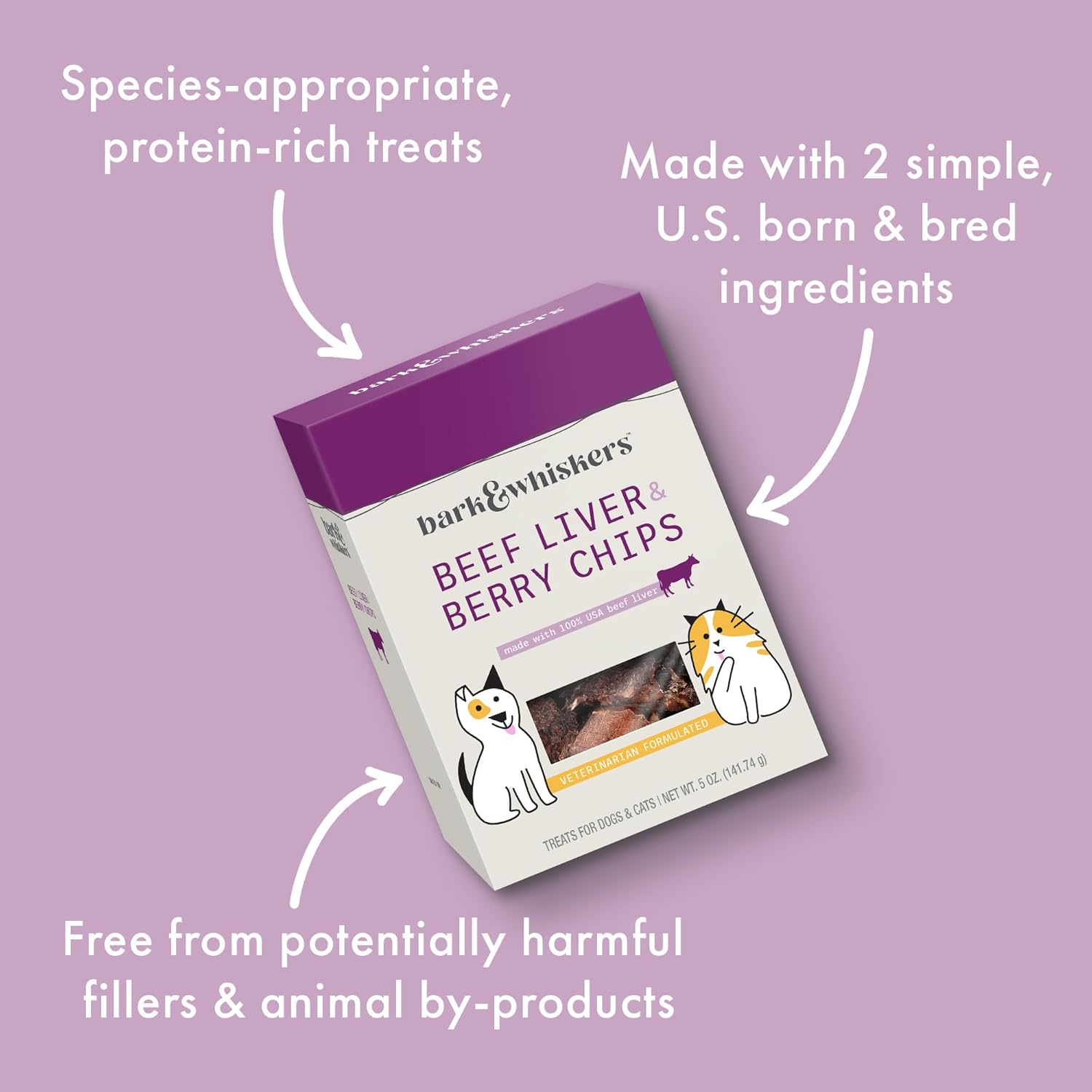 Dr. Mercola Bark & Whiskers Beef Liver & Berry Chips for Dogs & Cats, 5 Oz. (141.74 g), Made with 100% USA Beef Liver, Digestive Support, Veterinarian Formulated, Non-GMO : Pet Supplies