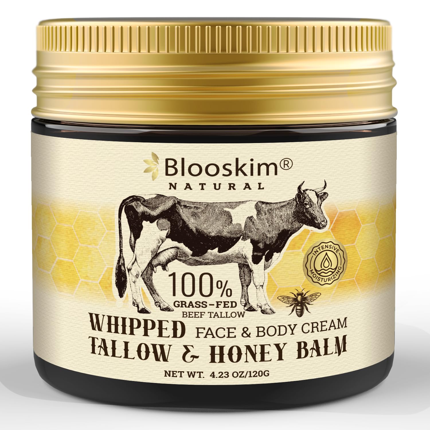 Beef Tallow For Skin: Pure Tallow And Honey Balm For Face - Grass Fed Tallow Face Moisturizer For Wrinkles, Dry Skin For Men And Women - 4 Oz