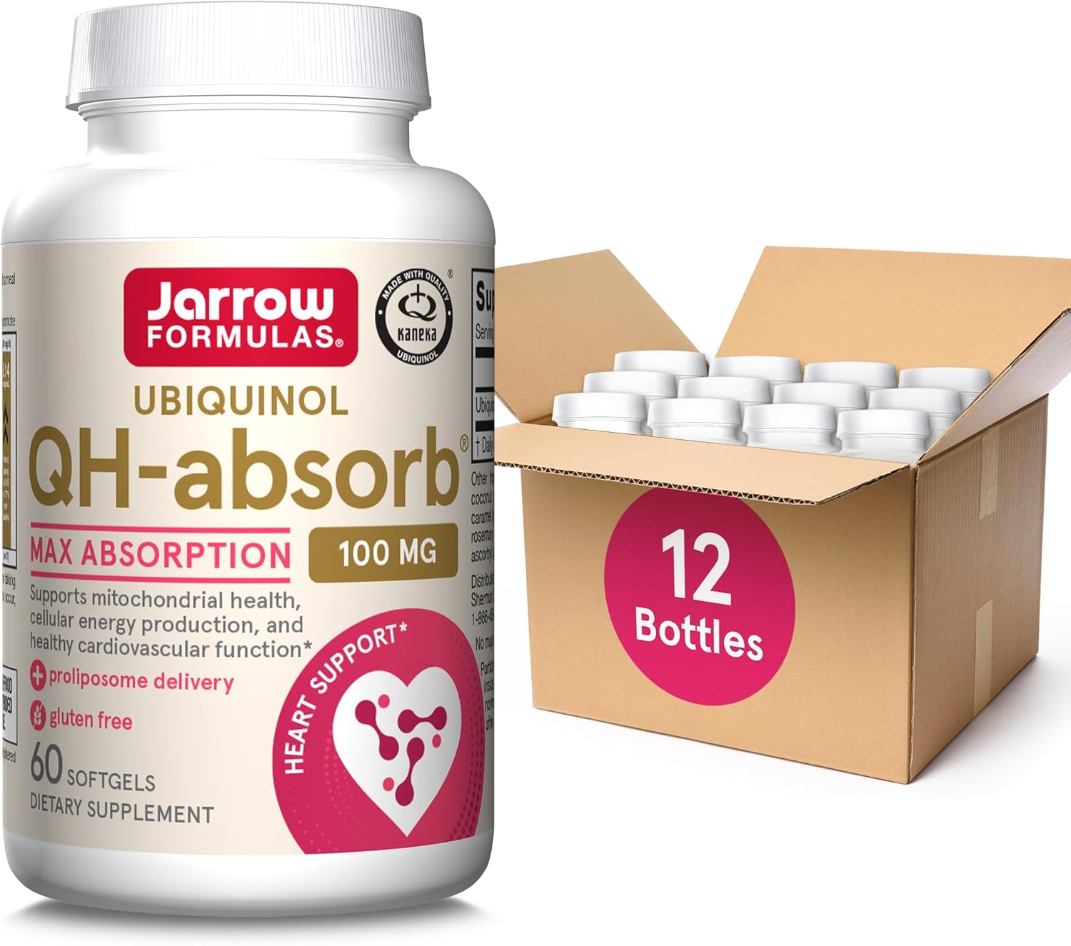 Jarrow Formulas Qh-Absorb 100 Mg Max Absorption- Coq10 Ubiquinol- Up To 60 Servings (Softgels) - Supports Mitochondrial Health, Cellular Energy Production & Healthy Cardiovascular Function, Pack Of 12