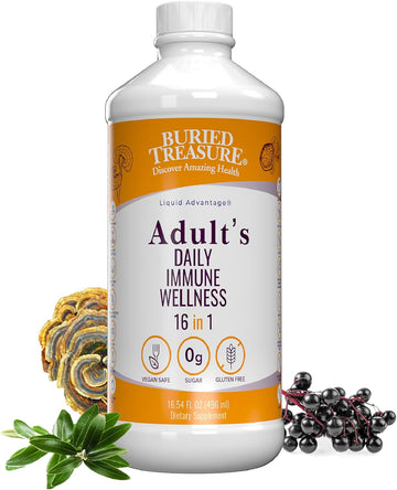 Buried Treasure Adult Daily Immune Wellness 16 Fl oz. Immune Booster with Elderberry Echinacea, Vitamins