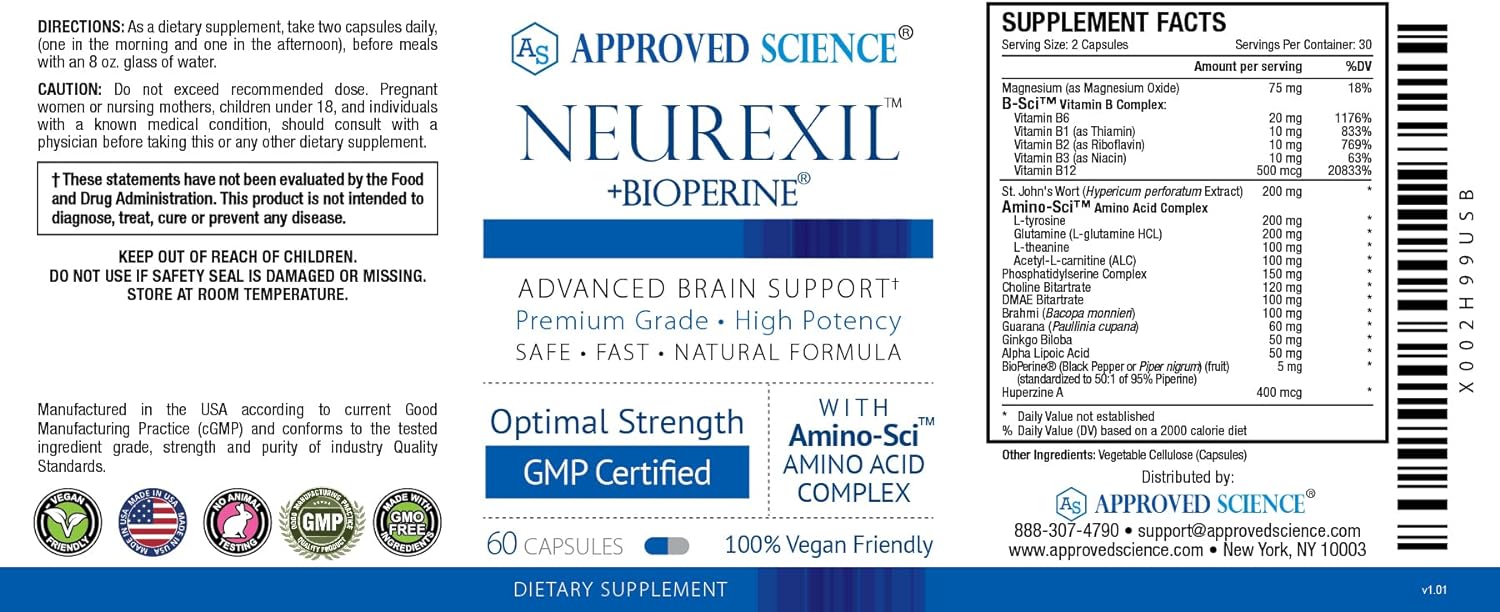 Approved Science Neurexil - Natural Nootropic Support with DMAE - Enha