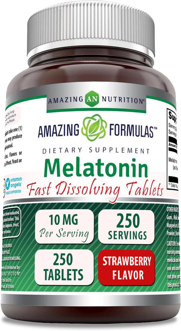 Amazing Formulas Melatonin Fast Dissolve 10 Mg 250 Tablets | Strawberry avor | Non-GMO | Gluten Free | Made in USA