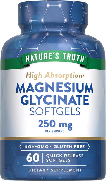 Nature'S Truth Magnesium Glycinate Softgels | 250Mg | 60 Pills | High Absorption | Non-Gmo & Gluten Free Supplement