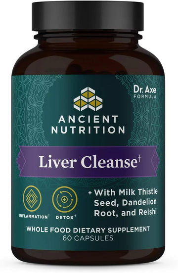 Liver Detox Supplement By Ancient Nutrition, Ancient Herbals Liver Cleanse With Milk Thistle, Dandelion Root & Reishi For Optimal Liver Support, 1300Mg, Gluten Free, 60 Count