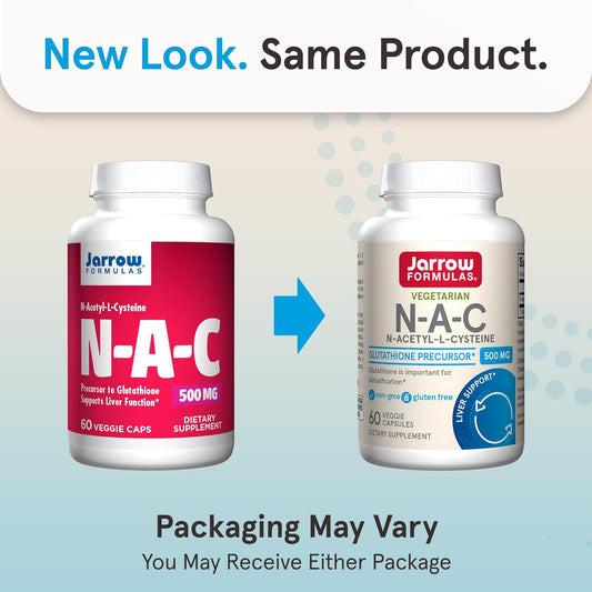 Jarrow Formulas N-A-C 500 Mg - Antioxidant Amino Acid Supplement Supports Cellular Health & Liver Function - Precursor To Glutathione - Up To 60 Servings (Veggie Caps) (Pack Of 2)