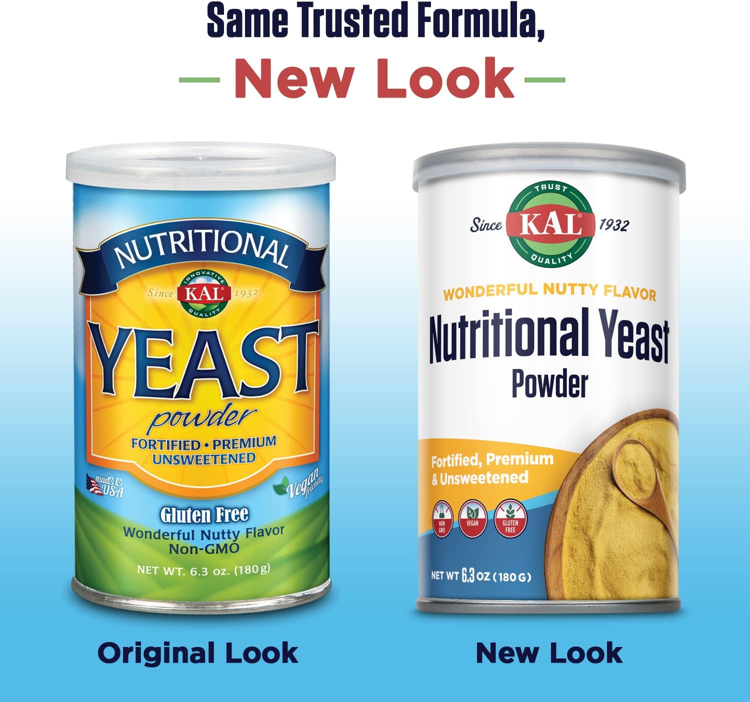 KAL Nutritional Yeast Powder, Fortified with B6, B12, Folic Acid and Other B Vitamins, Premium and Unsweetened, Great Nutty Flavor, Vegan, Gluten Free, Non-GMO, 20 Servings, 6.3oz