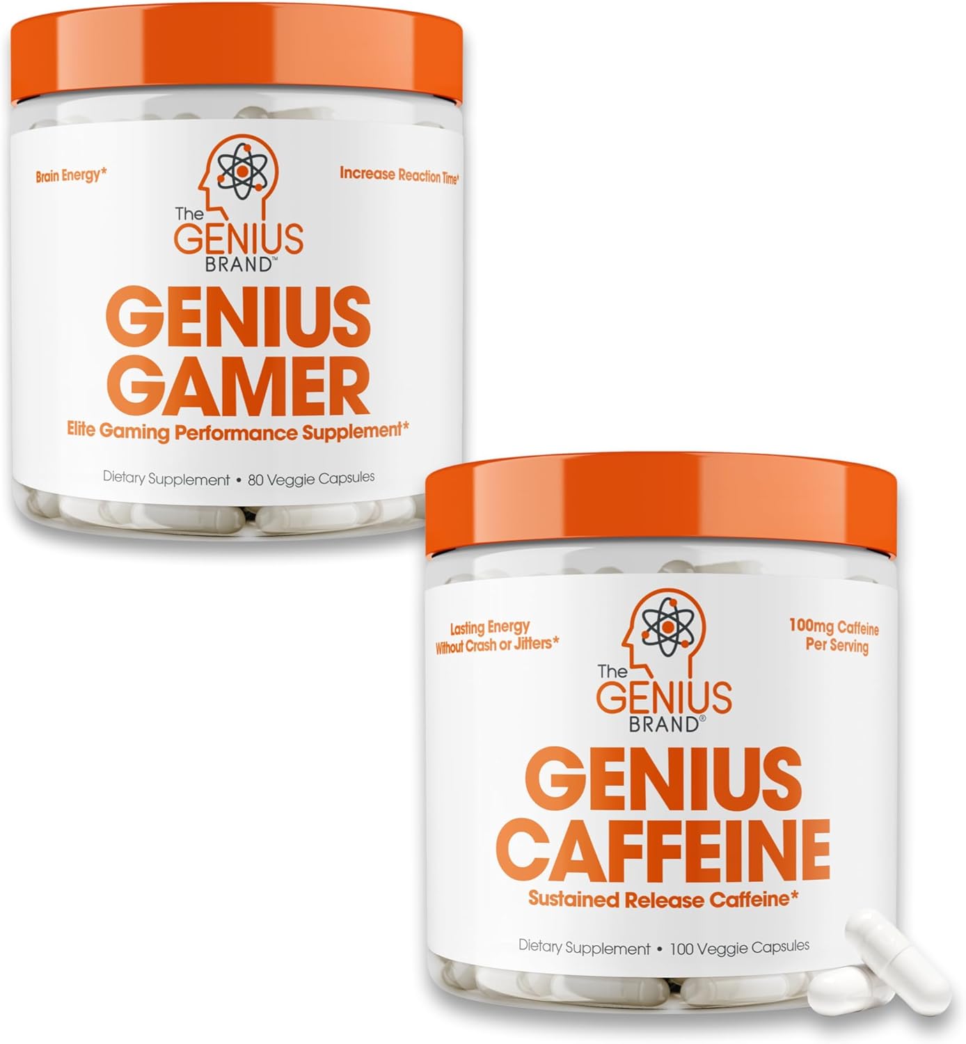 Genius Ultimate Gaming Stack - Extended-Release Caffeine & Elite Focus Supplement - Peak Mental Clarity, Reaction Time & Blue Light Protection