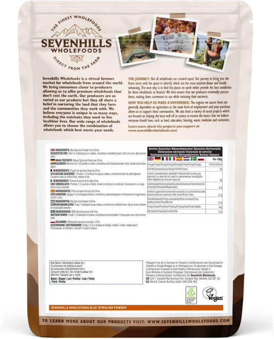 Sevenhills Wholefoods Blue Spirulina Powder 50g, 100% Natural Phycocyanin, Vibrant Blue Food Colouring & Ingredient, Rich in Protein