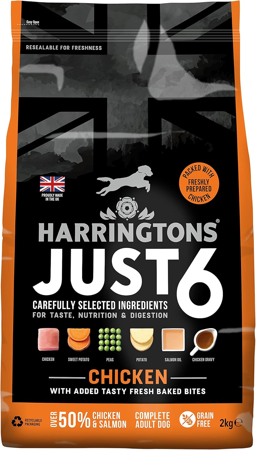 Harringtons Just 6 Chicken & Veg Complete Grain Free Dry Dog Food With Added Tasty Fresh Baked Bites 4x2kg?HARRL6CN-C2