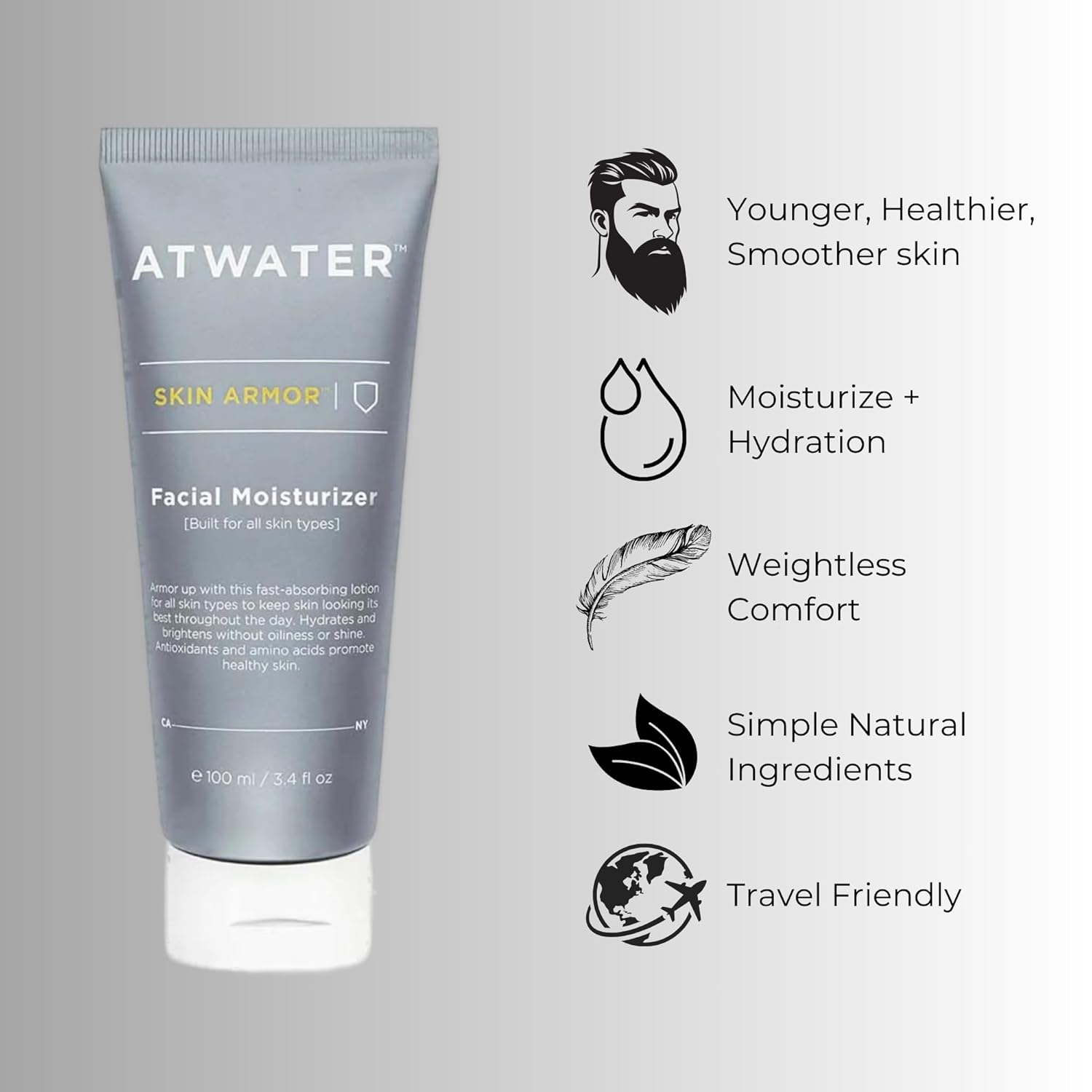 Atwater Men’S Facial Skin Care Kit – Skin Armor Facial Moisturizer, Eye Armor Depuffing Cream & Smooth Target Shave Cream – Antioxidant-Rich, Non-Toxic, Vegan : Beauty & Personal Care