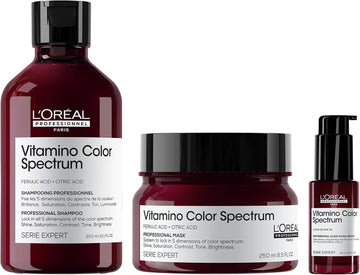 L'Oréal Professionnel Vitamino Color Spectrum Shampoo, Hair Mask And Glass Shine Serum 30Ml, For Coloured Hair, With Ferulic Acid + Citric Acid, Lock In Day 1 Colour Vibrancy For 100 Days