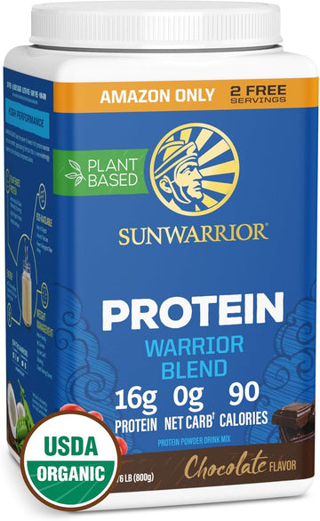 Sunwarrior Vegan Protein Powder Plant-Based Protein Powder Usda Organic | Bcaa Amino Acids Hemp Seed | Keto Friendly Soy, Dairy, Gluten & Synthetic Free Non-Gmo | Chocolate 32 Servings 17G Protein