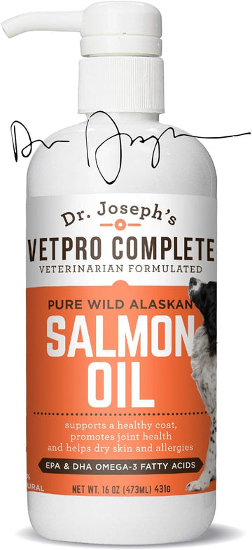 VetPro 100% Pure Wild Alaskan Salmon Oil Supplement for Dogs & Cats, 16 Ounces, Omega 3 & 6 Liquid Fish Oil, Supports Healthy Coat & Joints, Helps Dry Skin & Allergies, Add to Food