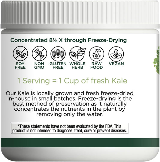 Eclectic Herb Raw Fresh Freeze-Dried Kale Whole Food Powder | 3.2 Oz (90 G)
