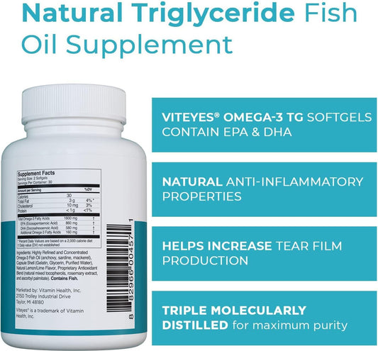 Viteyes Omega-3 TG Eye & Heart Health Supplement, Natural Triglyceride
