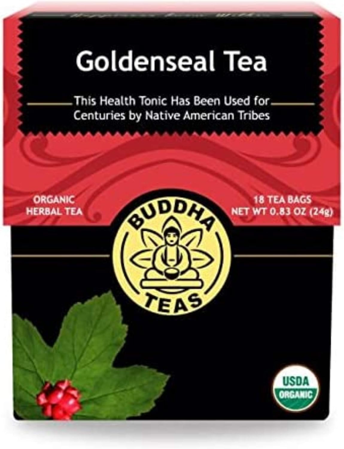 Buddha Teas Organic Goldenseal Tea - Ou Kosher, Usda Organic, Ccof Organic, 18 Bleach-Free Tea Bags